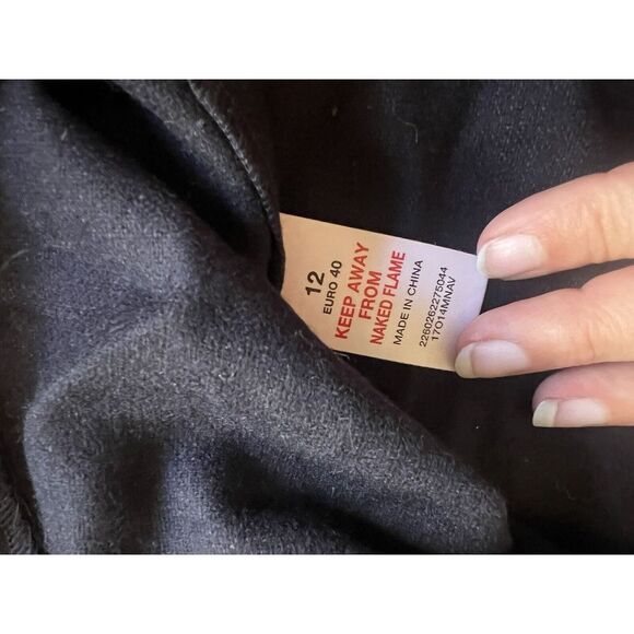 Top Shop Cropped Jacket Embroidered Navy‎ Blue size 12 - Picture 9 of 10